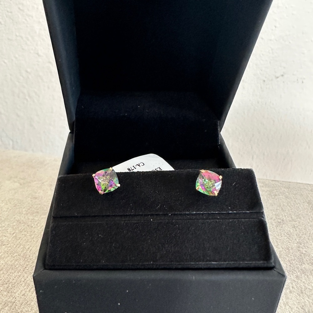 Mystic Topaz 14k Gold Pierced Earrings - Picture 7 of 10